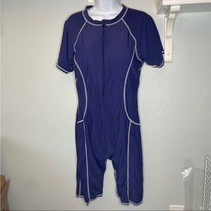 Solid Blue one piece Modest Swim Suit Size XL